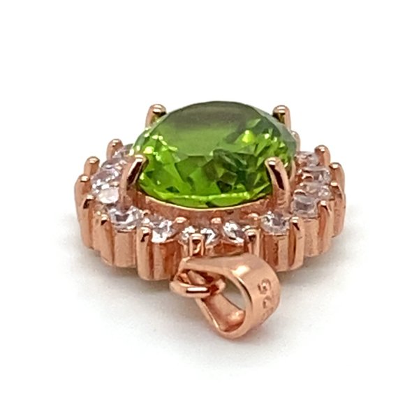 Peridot 3.20ct Rose Gold Finish Solid 925 Sterling Silver Pendant - Picture 5 of 7